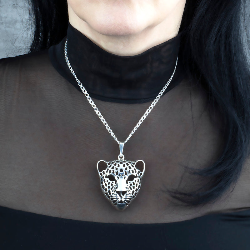 sterling silver jaguar head necklace