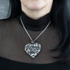 Large Mexican Silver Flower Heart Necklace