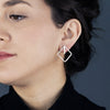 Large Sterling Silver Open Square Stud Earrings