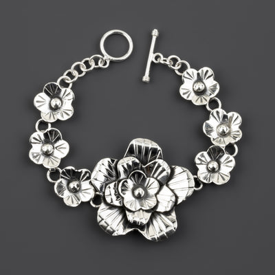 Taxco floral sterling silver bracelet