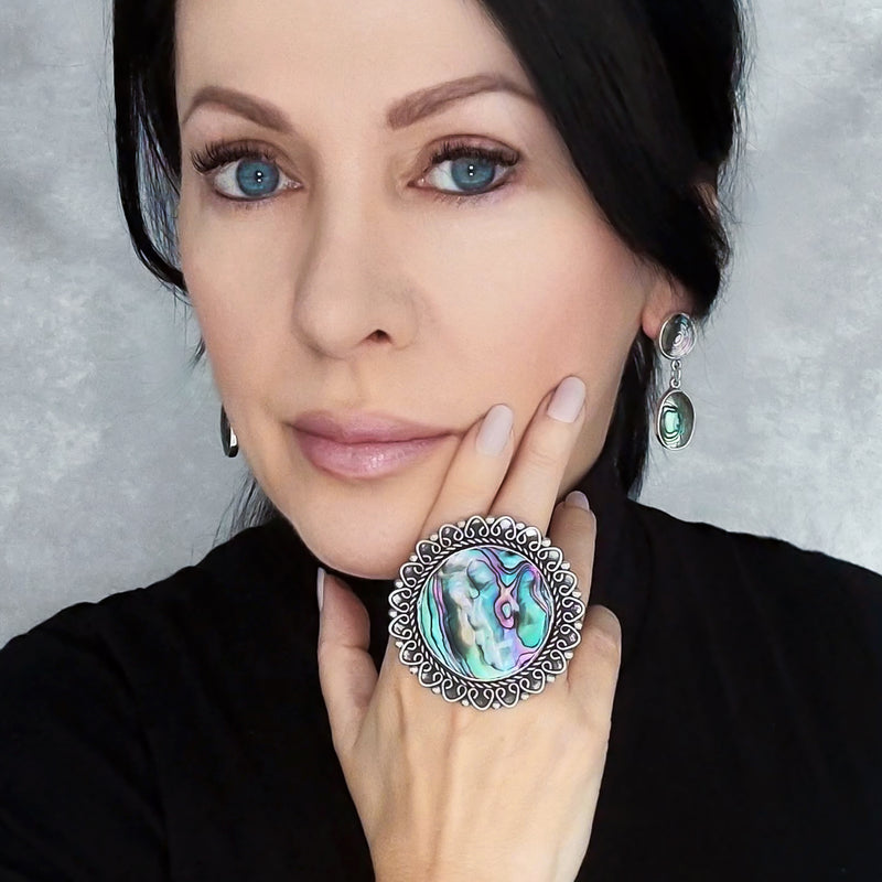oversized abalone shell ring