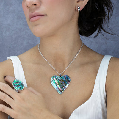 Ocean Bloom Abalone Heart Pendant