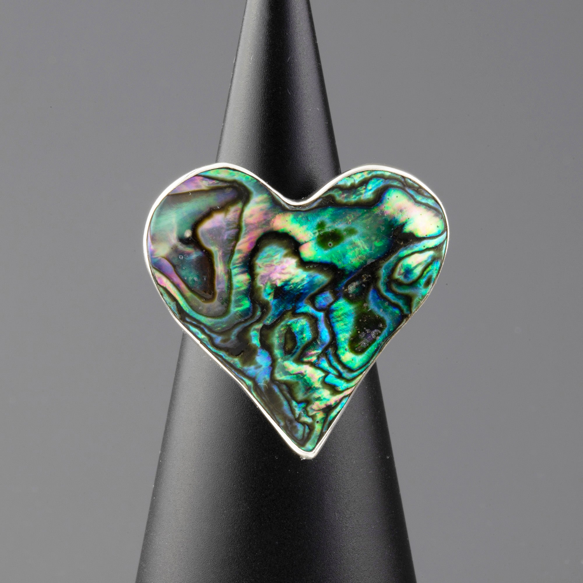 abalone shell heart ring