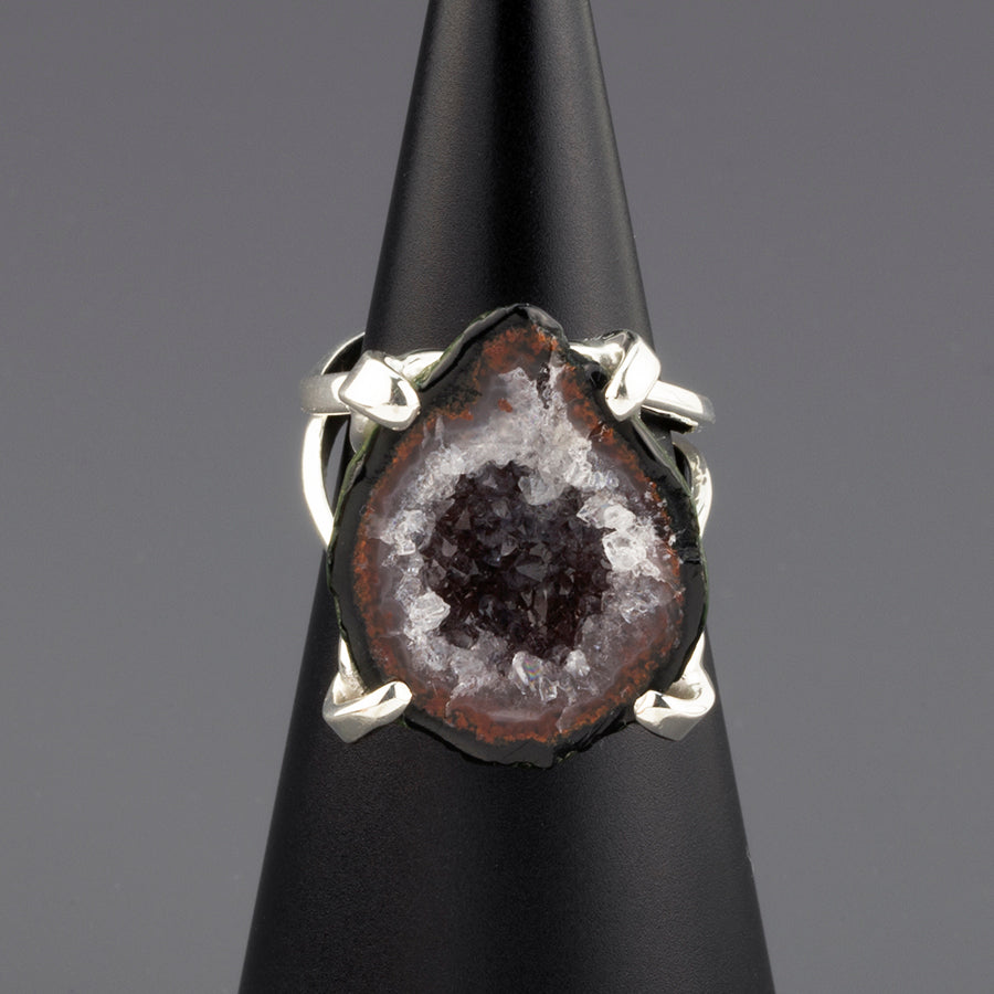 agate geode prong ring