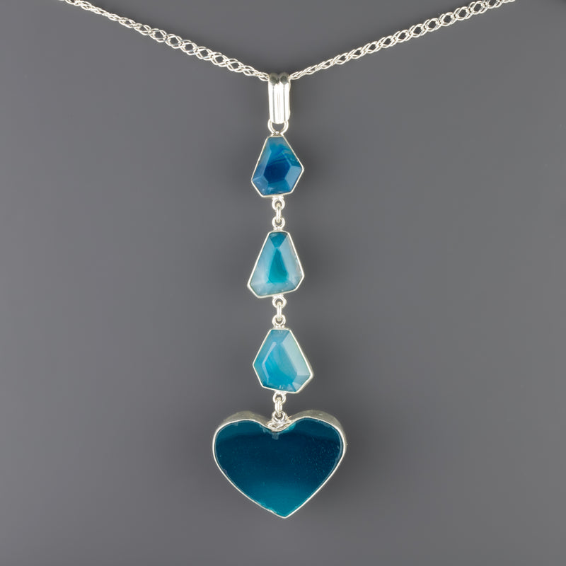 Teal Heart Drop Pendant