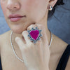 Rosy Romance Agate Heart Statement Ring