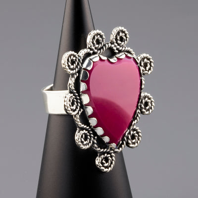 Rosy Romance Agate Heart Statement Ring