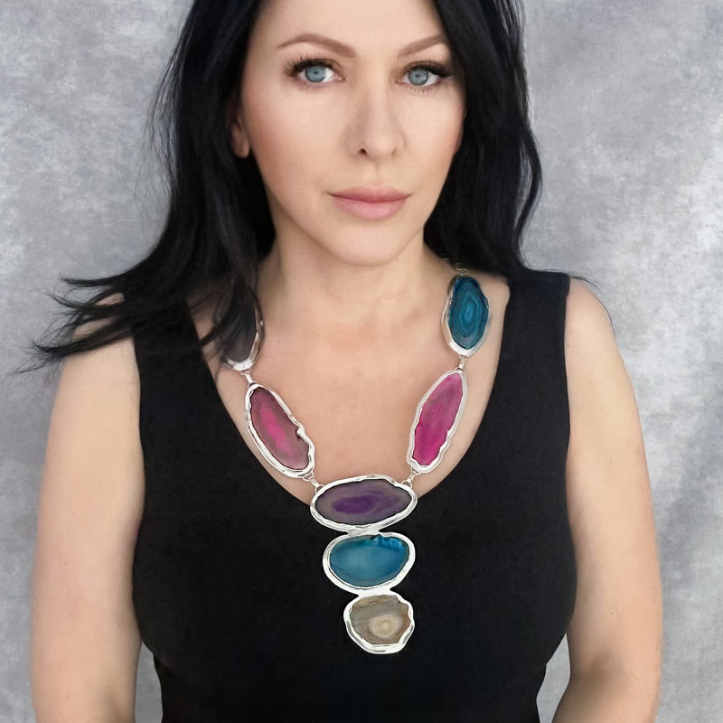large agate slice statement necklace