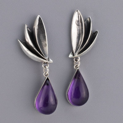 agave earrings with amethyst