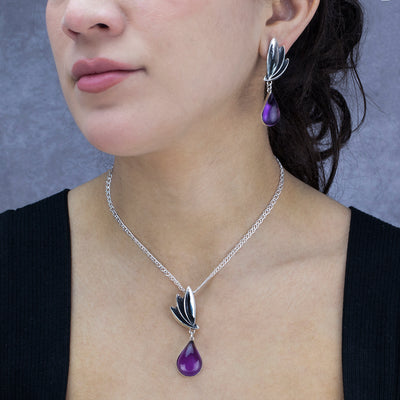 Agave Earrings with Amethyst