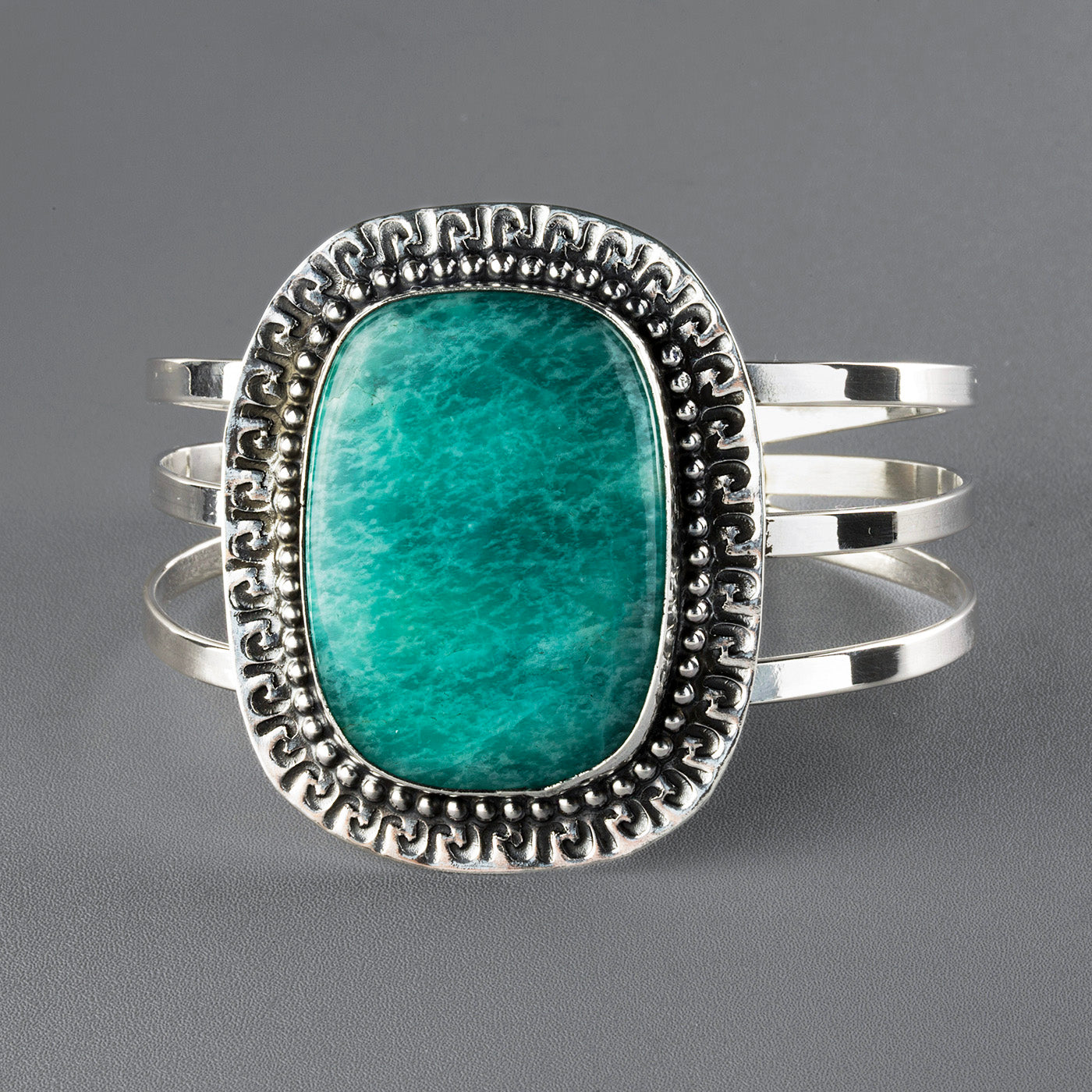 amazonite large sterling silver cuff bracelet