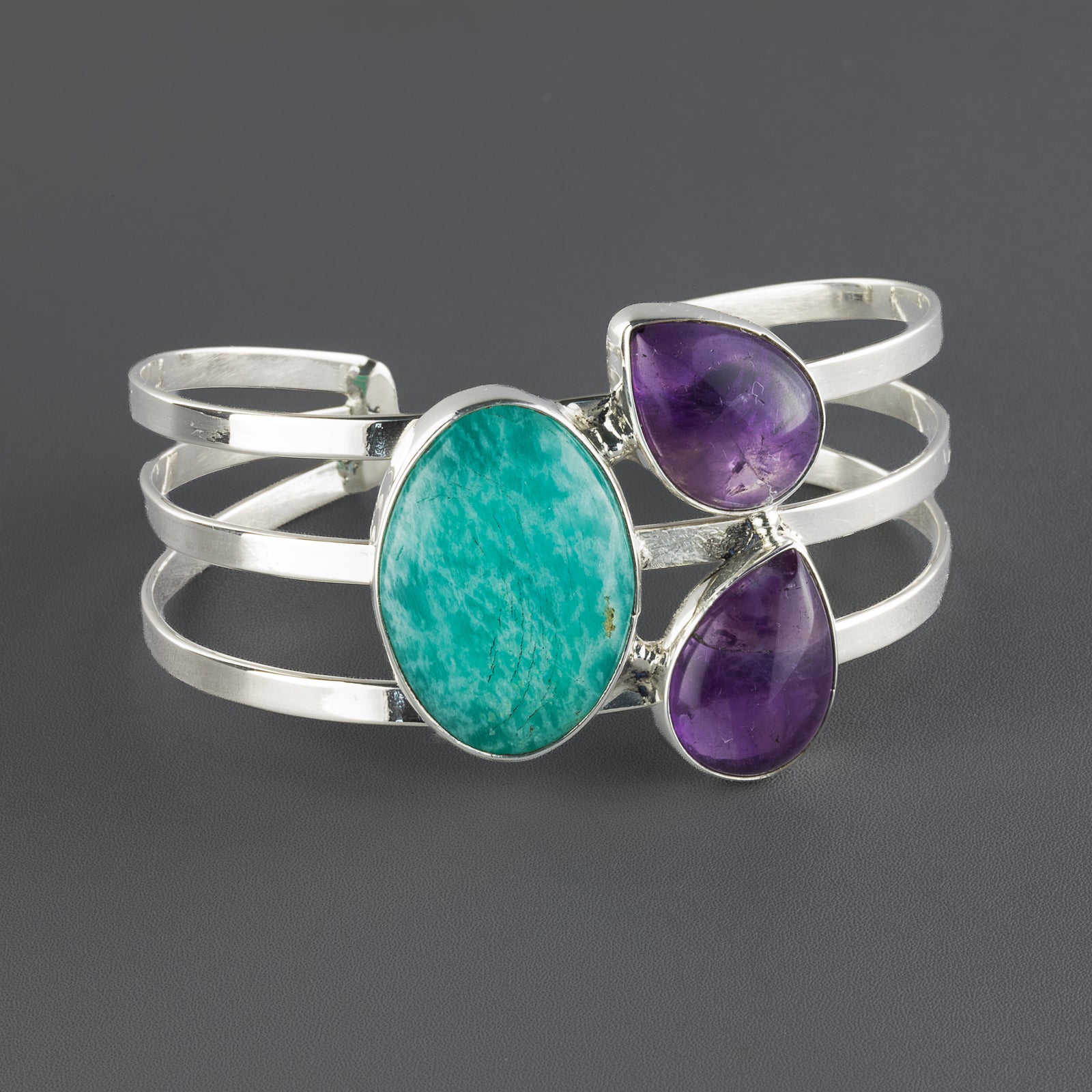 amazonite amethyst cuff bracelet