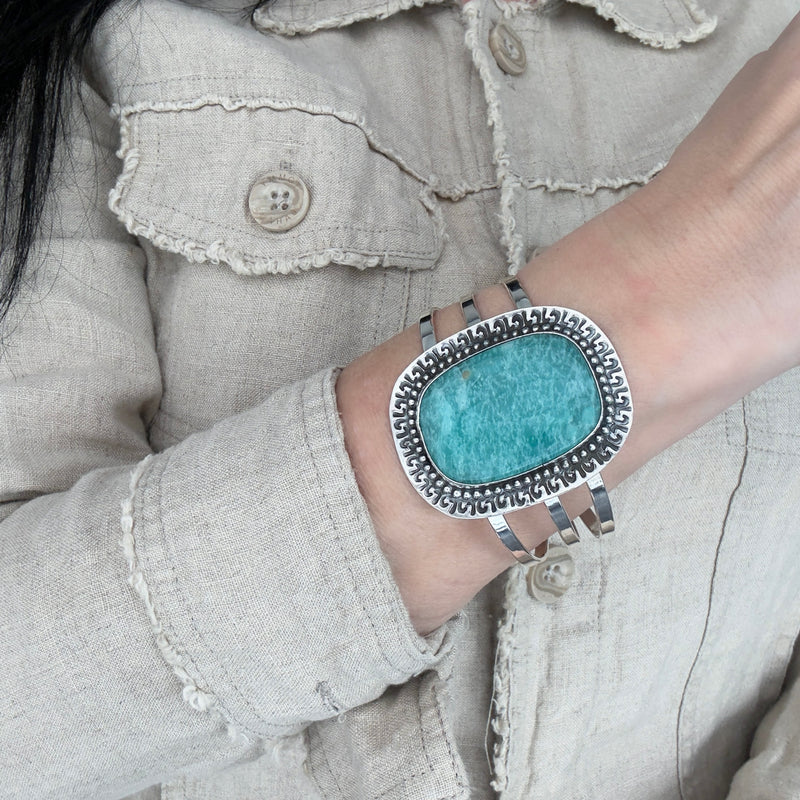 bold-amazonite sterling silver cuff bracelet