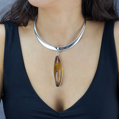 Golden Drift Large Amber Pendant