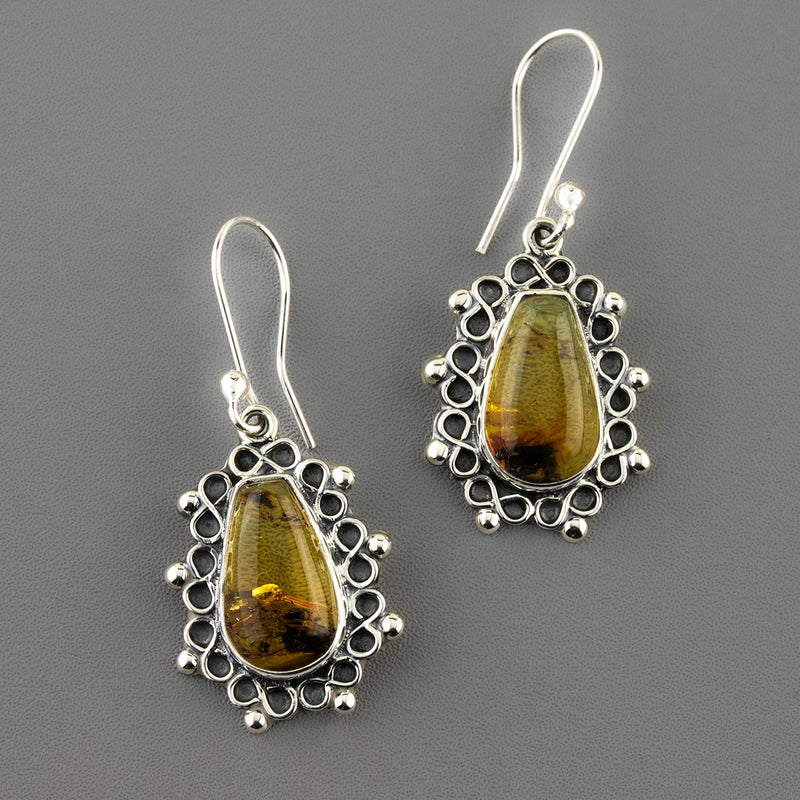 amber artisan sterling silver earrings
