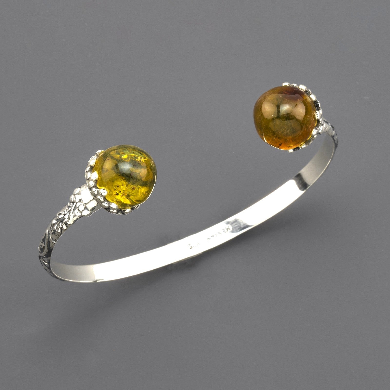 amber aura open silver cuff bracelet