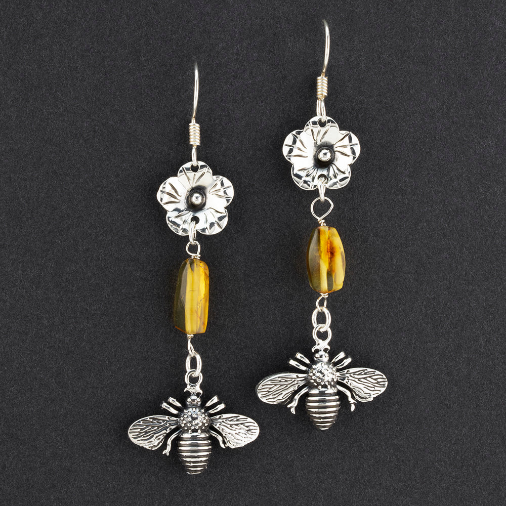 amber bee earrings