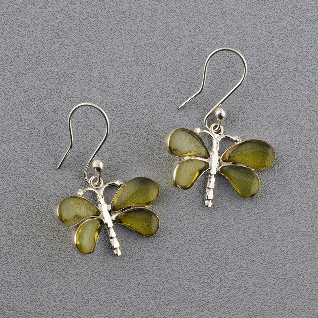 amber butterfly dangle earrings