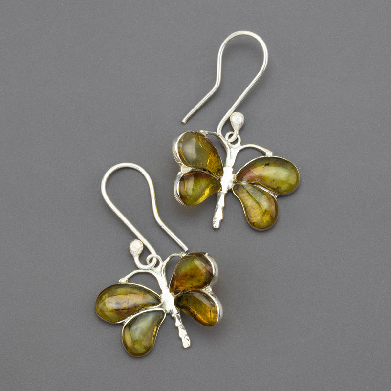 amber butterfly earrings