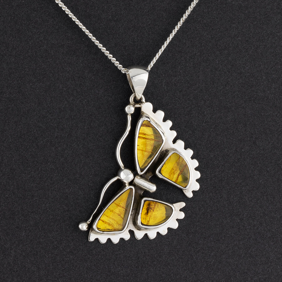 amber butterfly necklace
