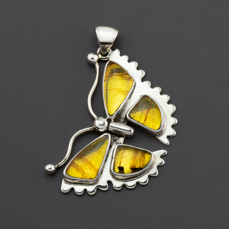 amber butterfly pendant