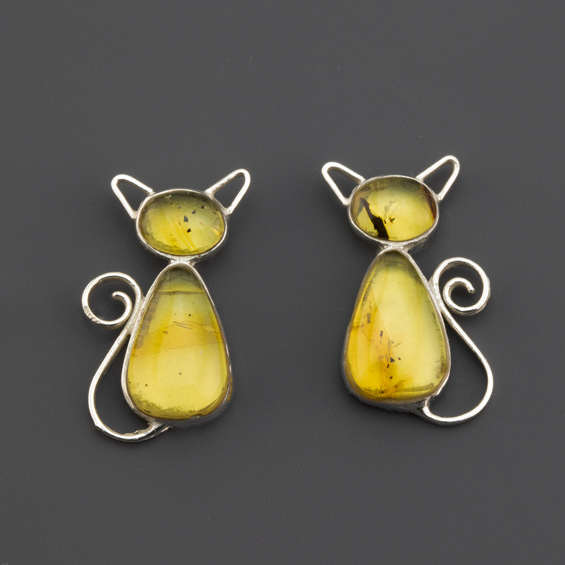 amber cat earrings