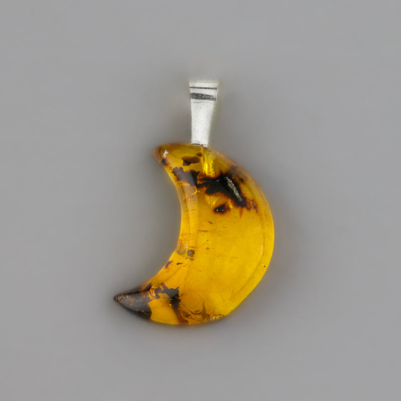 amber crescent moon pendant