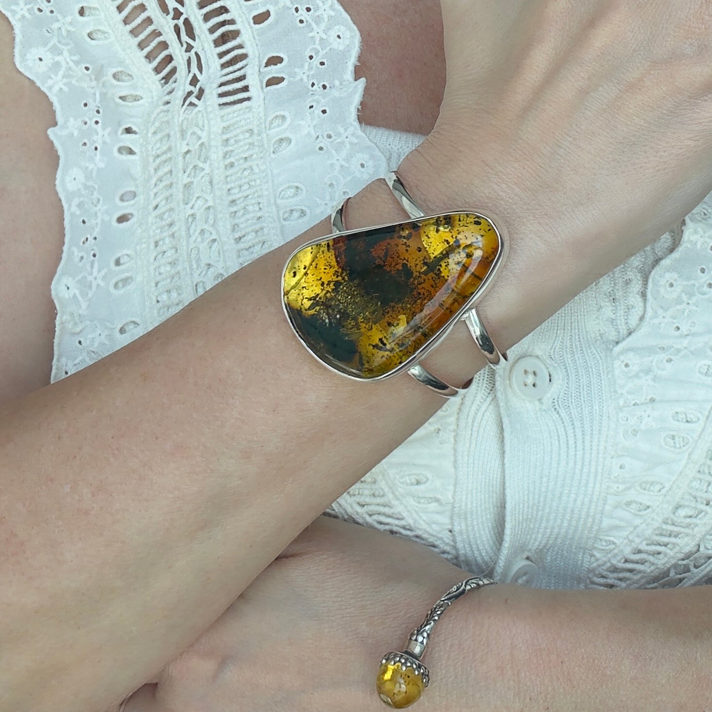 Wild Honey Large Amber Cuff Bracelet