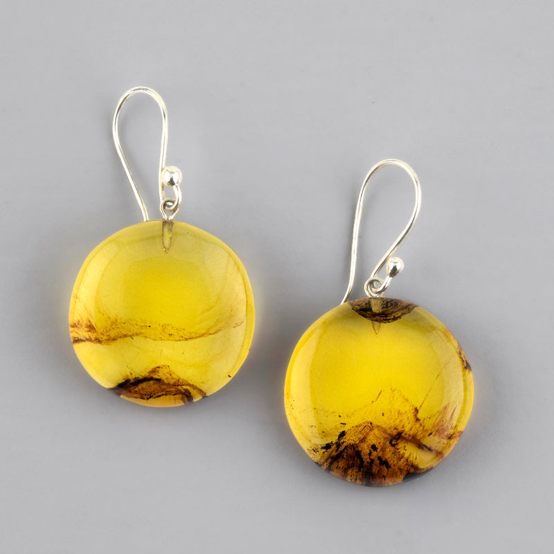 amber disc drop earrings