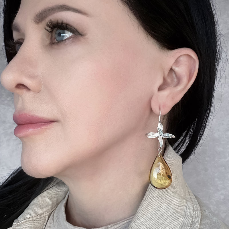 Amber Ribbon Statement Earrings
