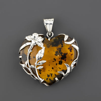amber heart pendant