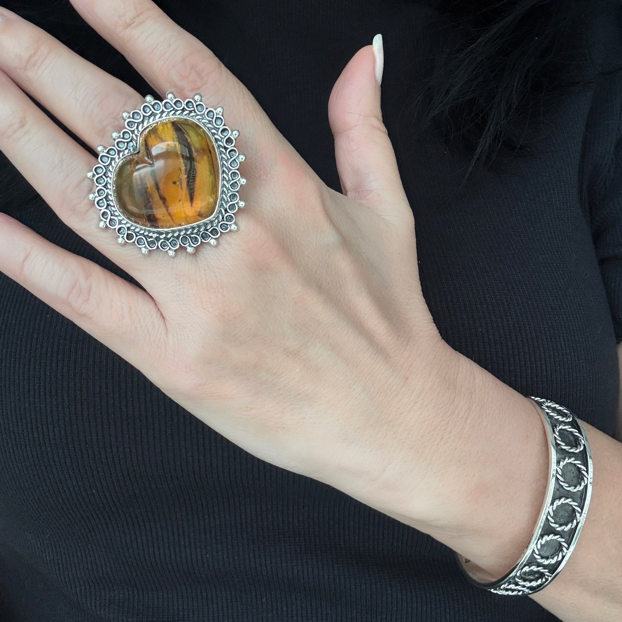 Amora Large Amber Ring