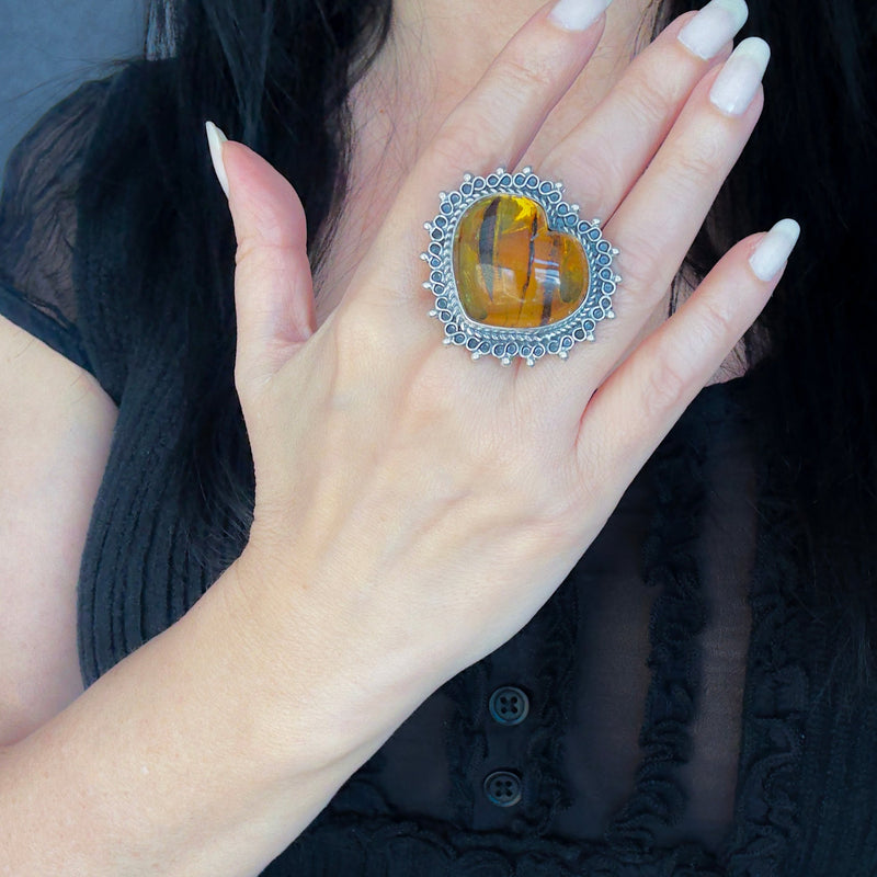 Amora Large Amber Ring
