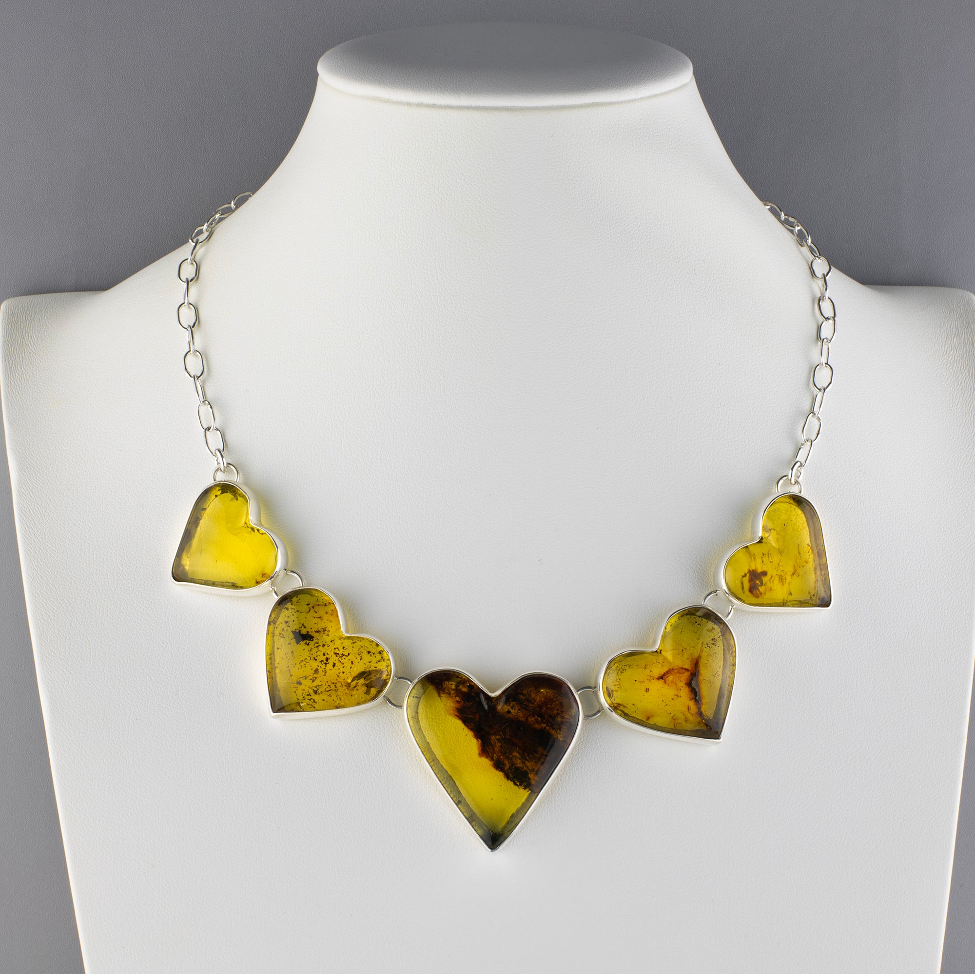 amber heart statement necklace