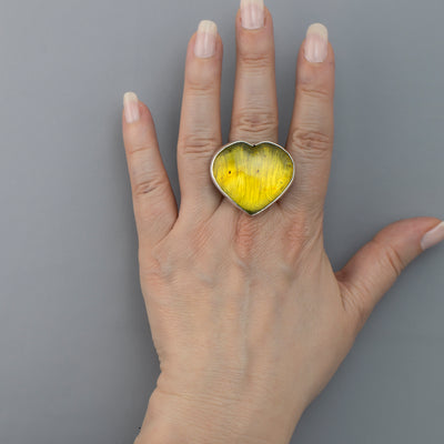 Golden Heart Amber Ring