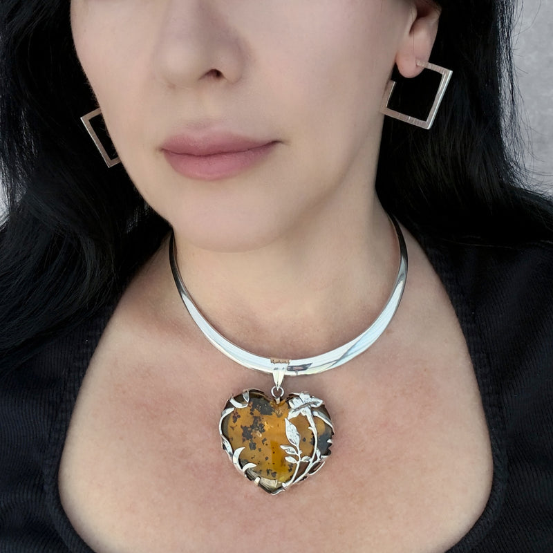 amber heart pendant