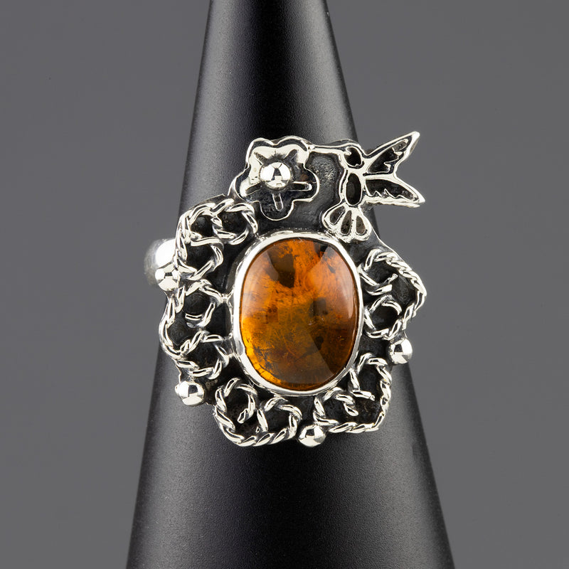 Ambar del Colibri Mexican Silver Ring