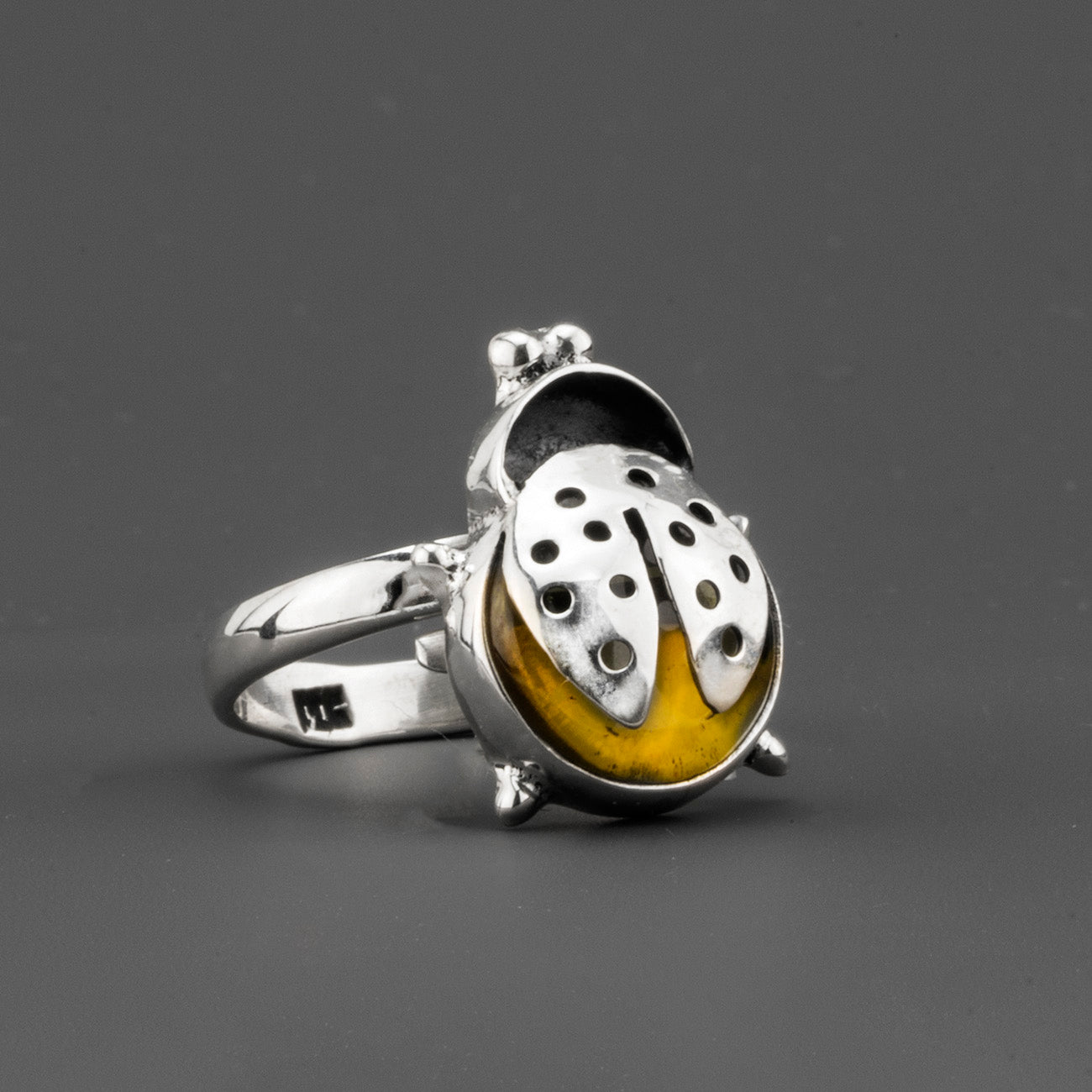 amber ladybug ring