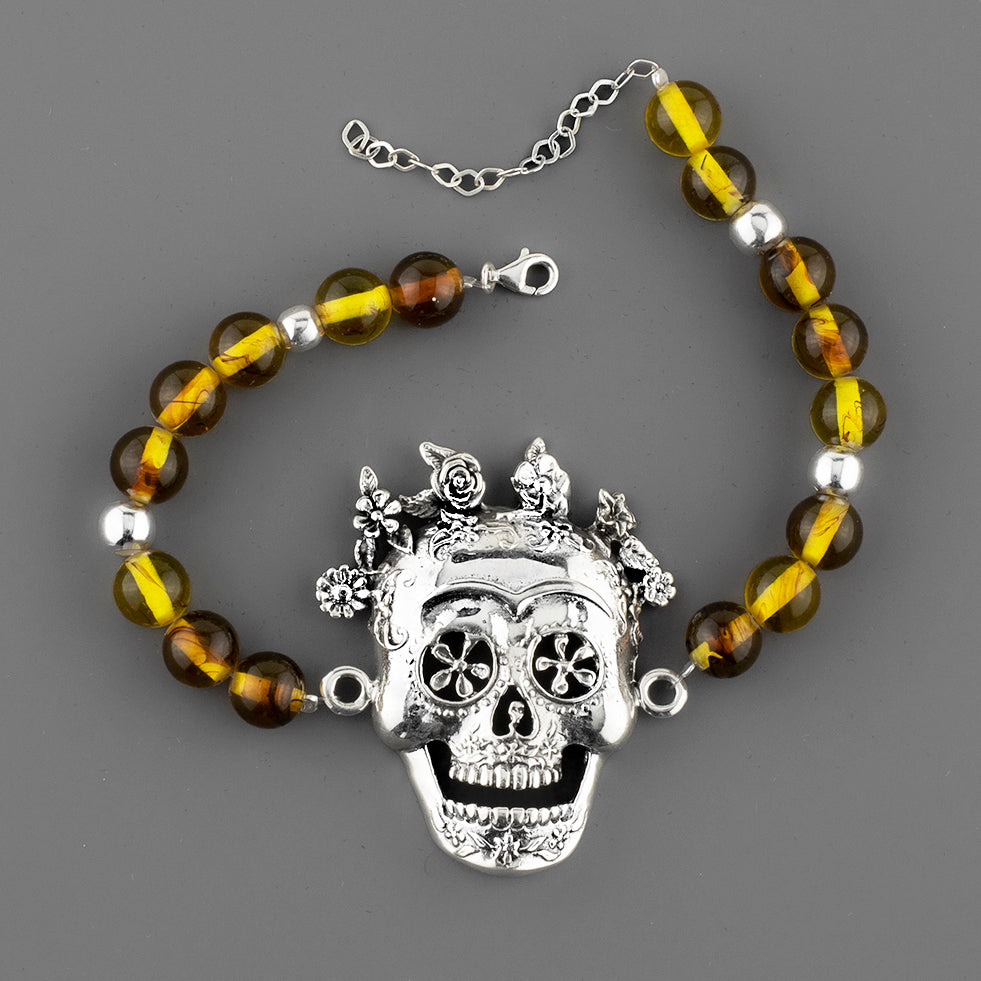 amber mischief sugar skull bracelet