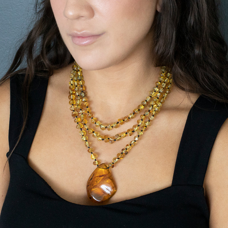 large amber multi strand statement necklace