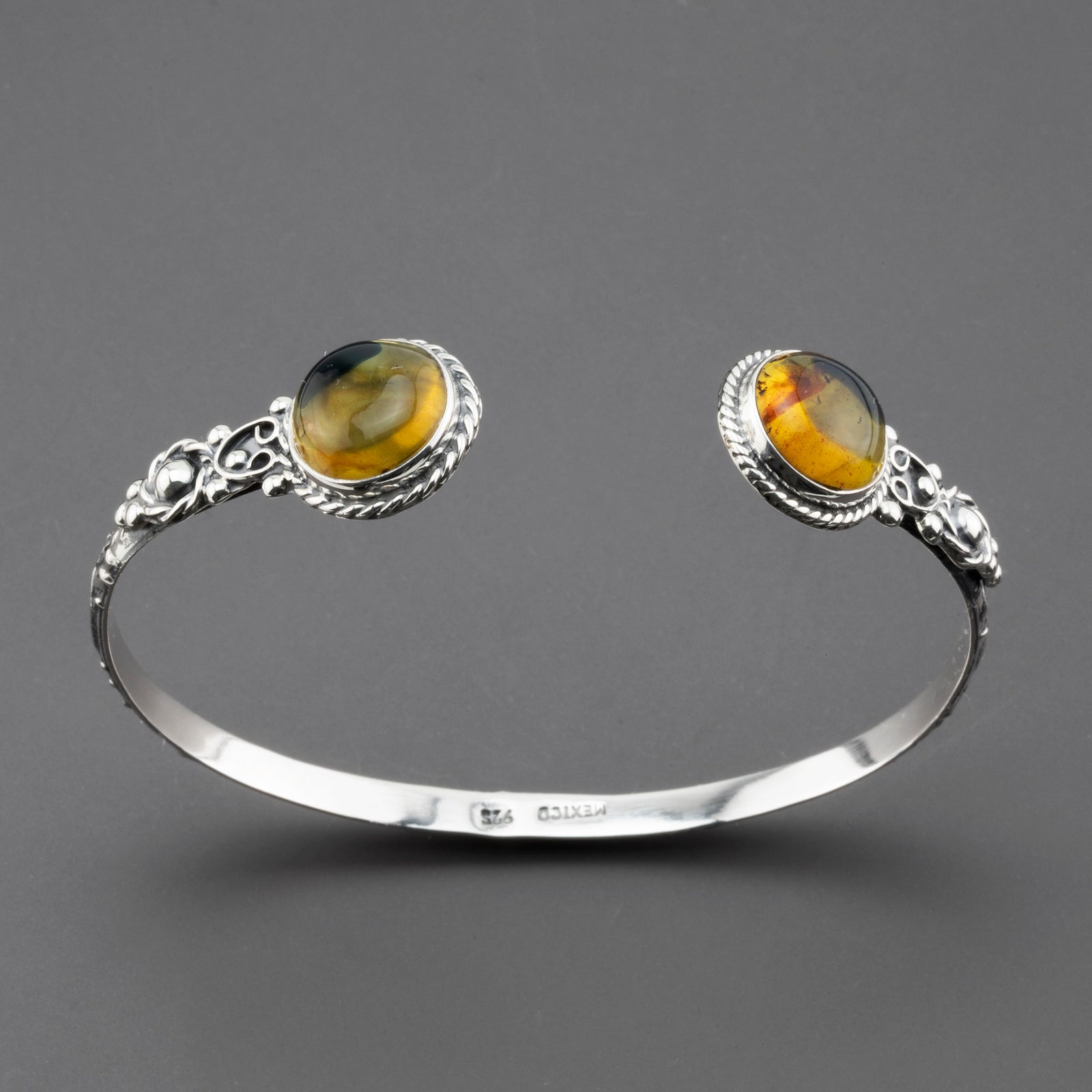 amber open bangle bracelet