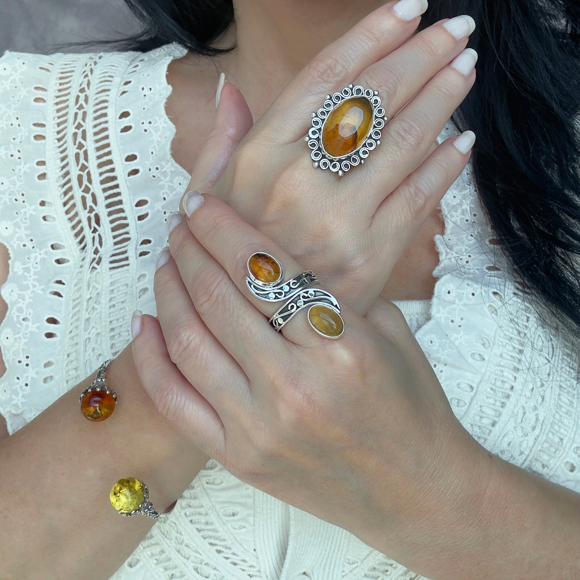 Sol Reina Handcrafted Amber Ring