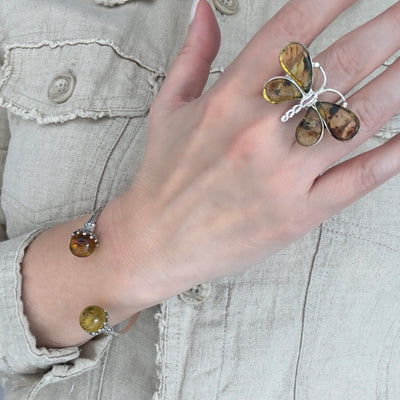 Amber Butterfly Ring