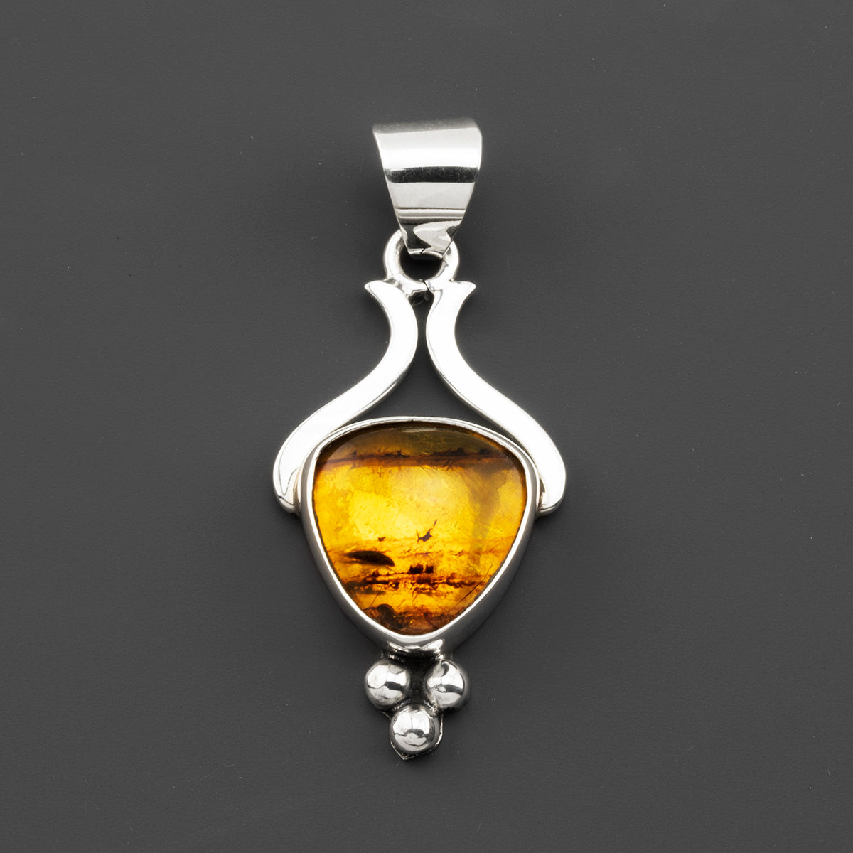 amber silver pendant