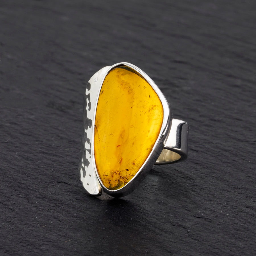 Sunspell Chunky Silver and Amber Ring