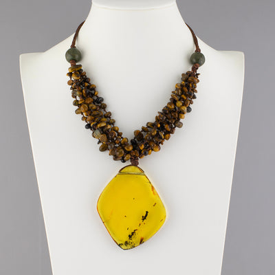 amber slab statement necklace