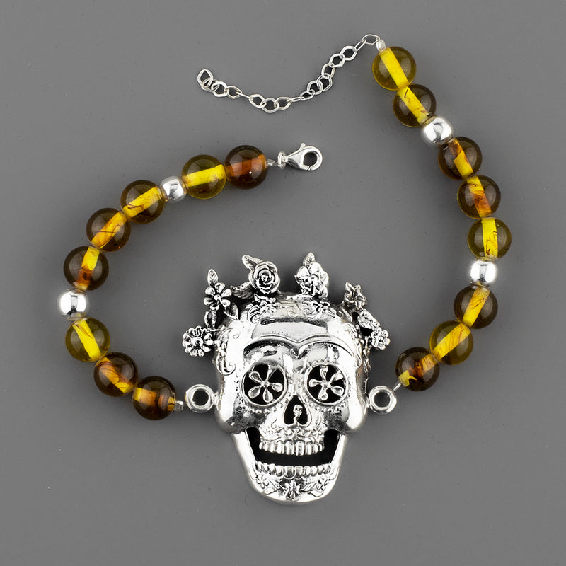 amber sugar skull bracelet