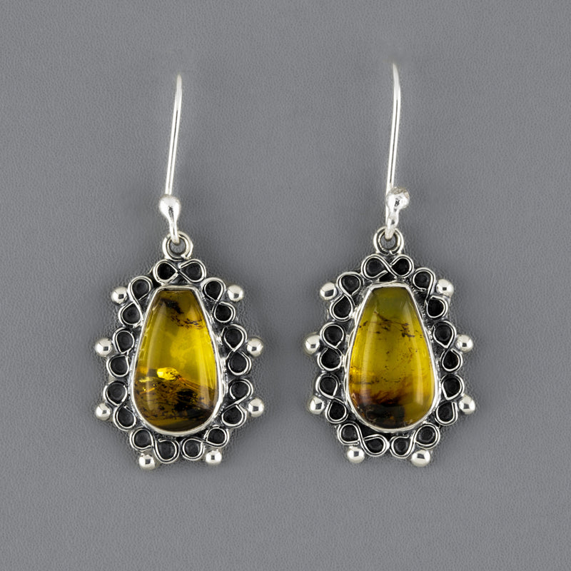 amber teardrop earrings
