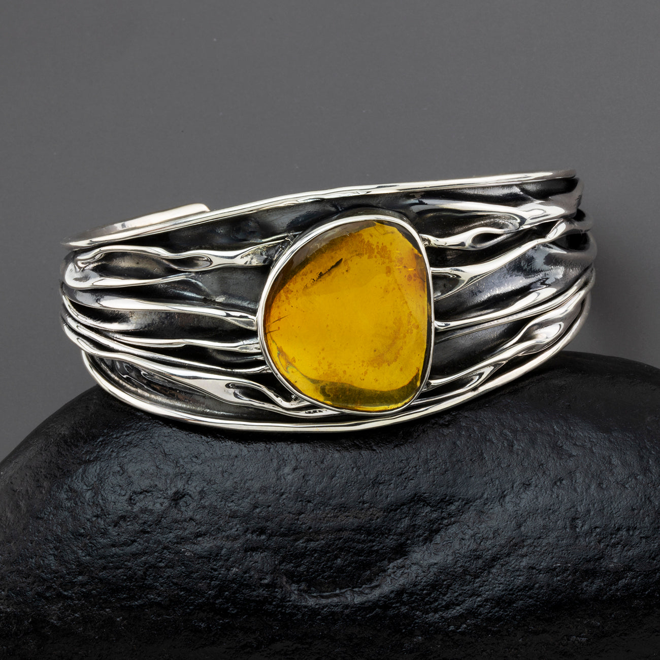 amber tide Mexican silver cuff bracelet