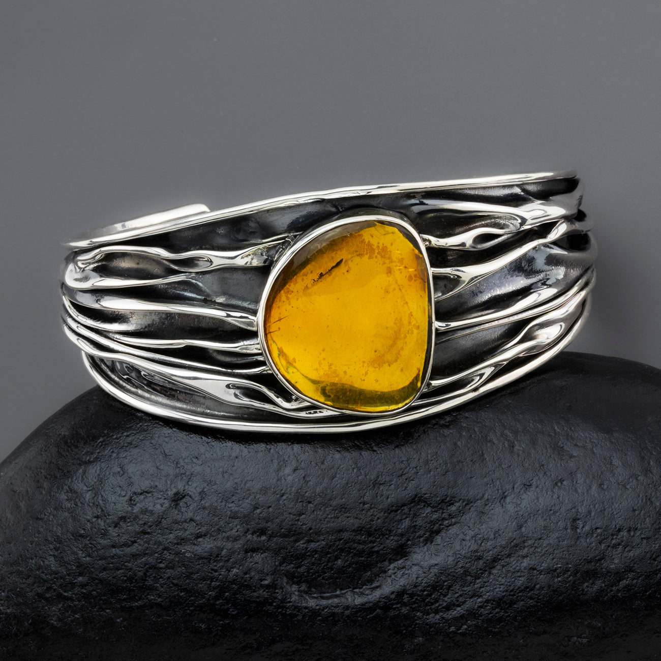 Amber Tide Mexican Silver Cuff Bracelet